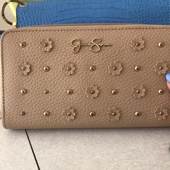 Jessica Simpson Handbags - Jessica Simpson Tan Wallet with Floral Accents